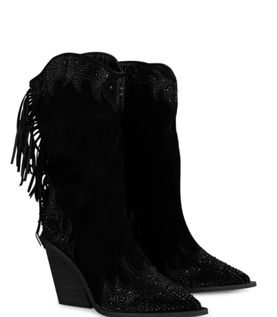 Fashion Alma en Pena Buy Boot With Fringes And Rhinestones